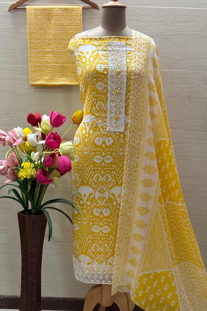 Cotton suit with dupatta