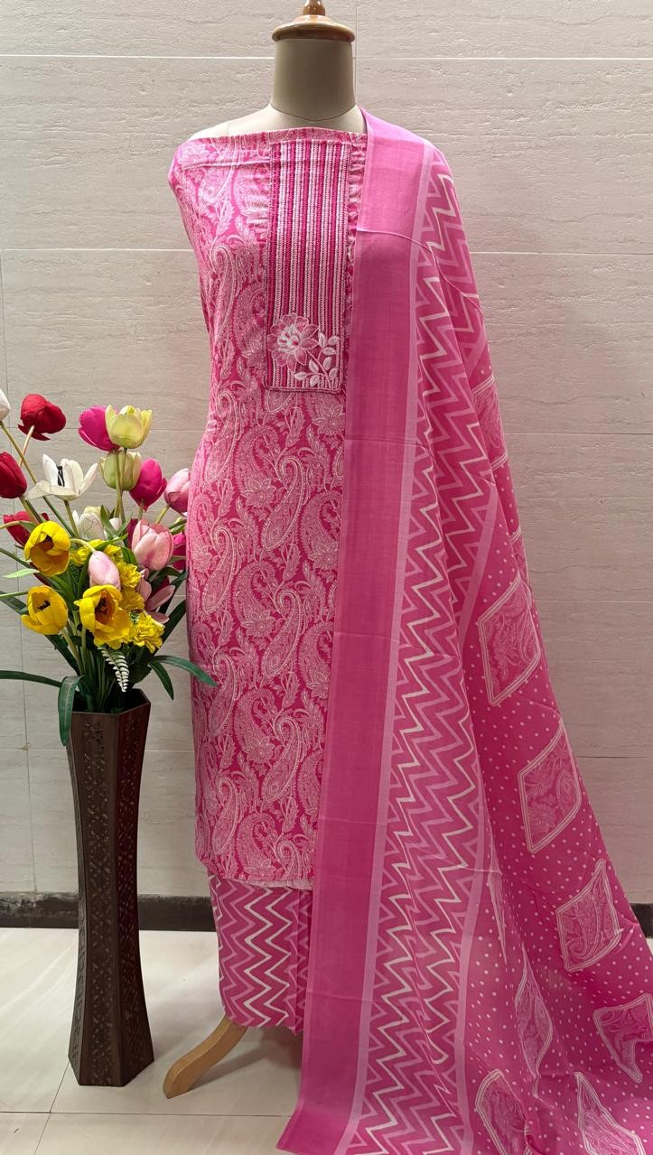 Cotton printed suit with dupatta