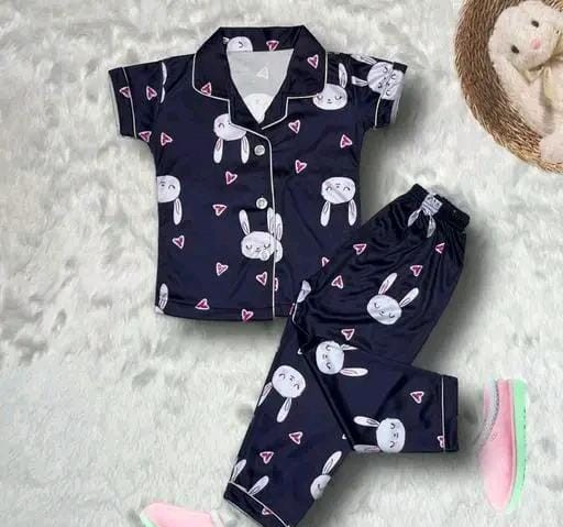 Rabbit print night suit for girls