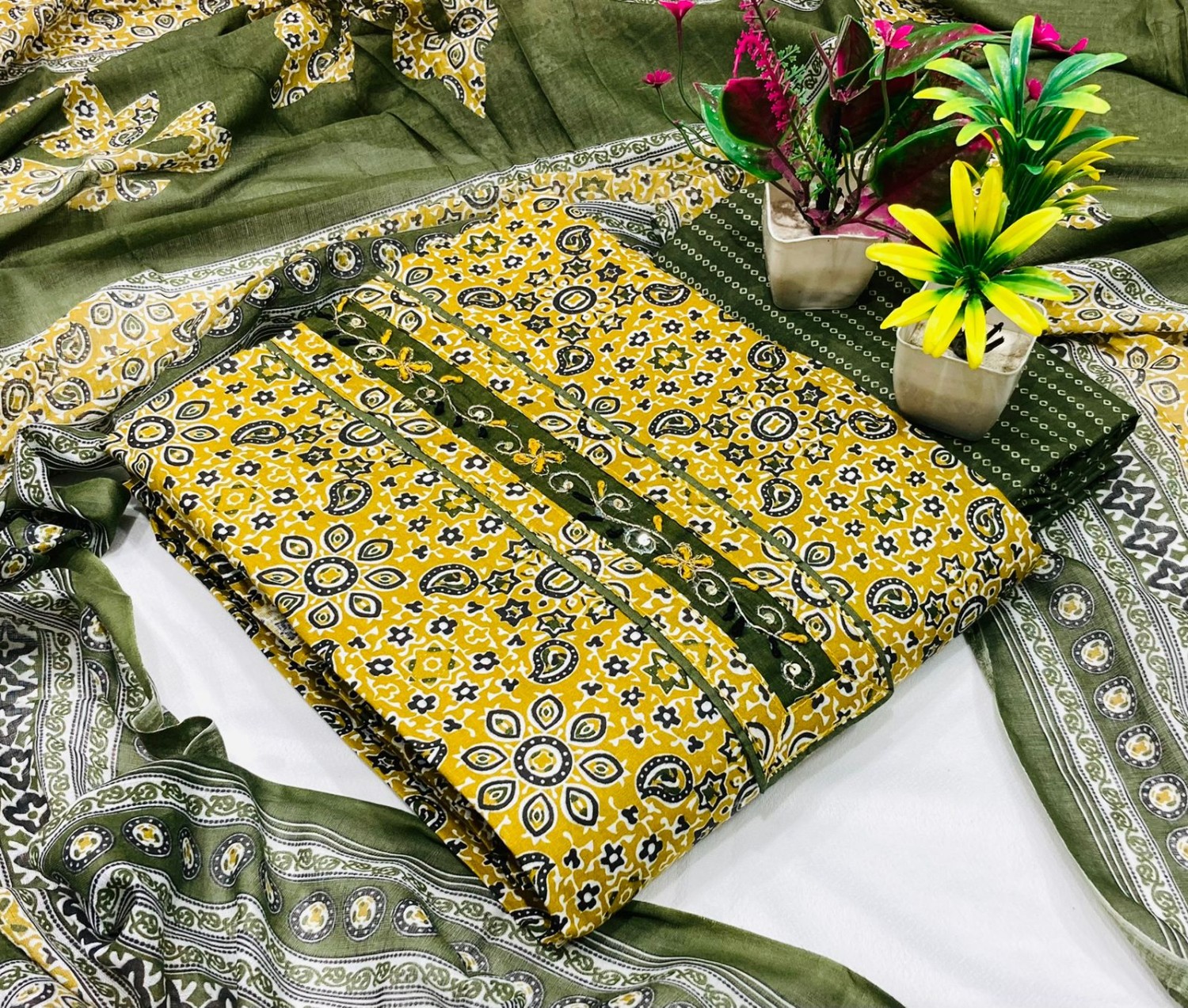 Printed suit with dupatta